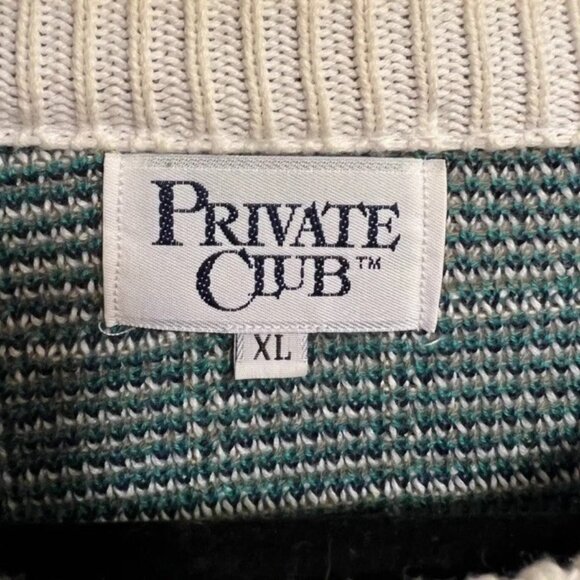 Private Club Mens Vtg Tennis Sweater Chunky Knit XL Pullover 90s Hipster Preppy - Picture 6 of 8